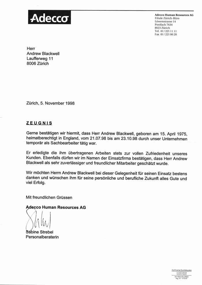 Business Trade Reference Letter Sample